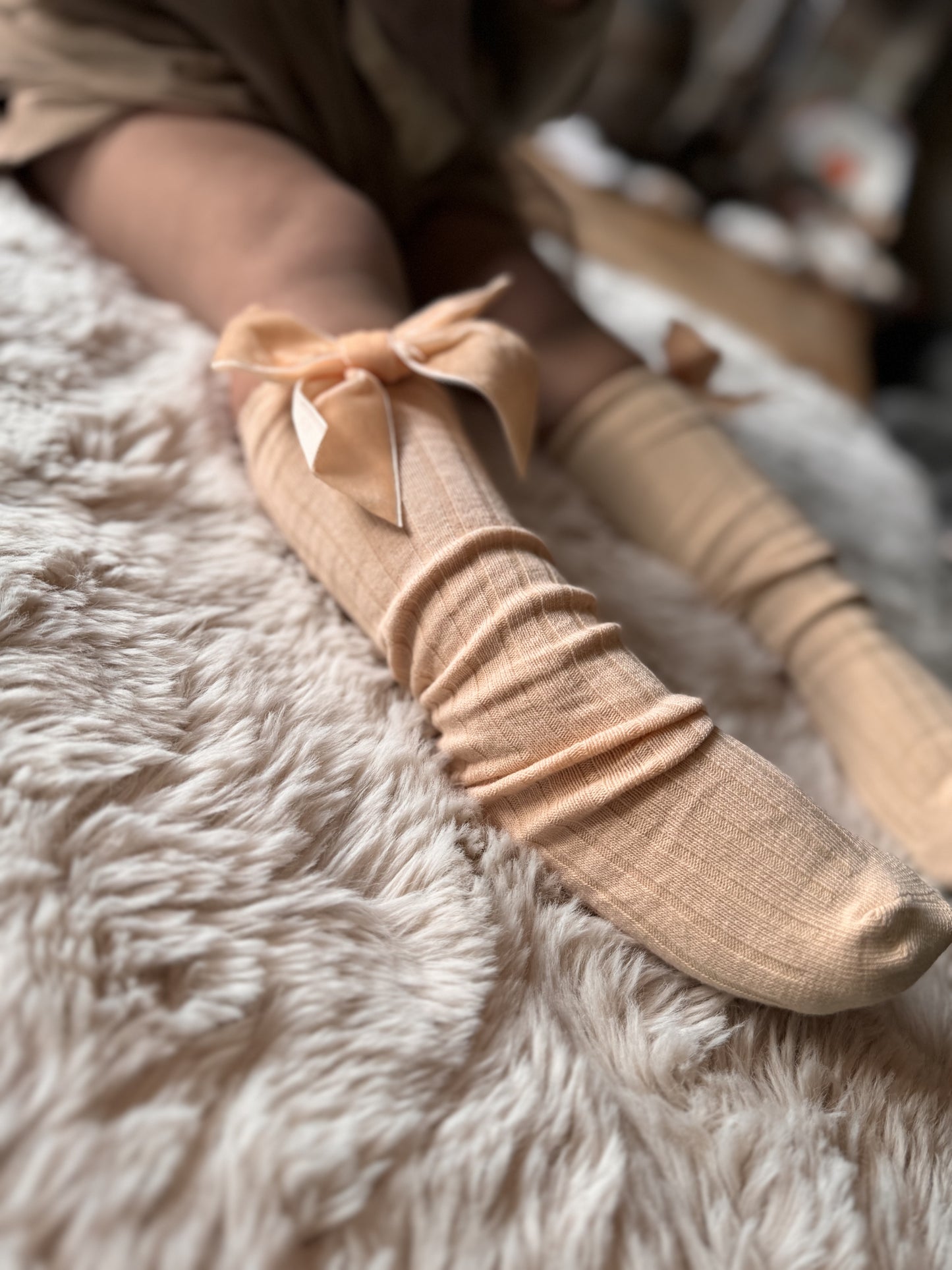 Kniekousen Strik Beige