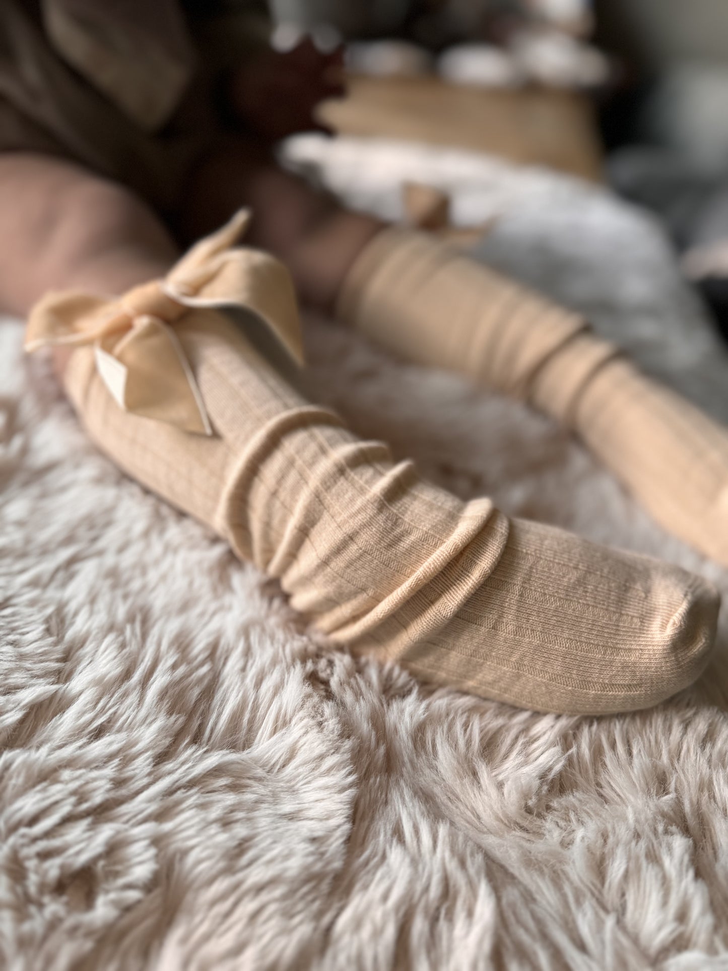 Kniekousen Strik Beige