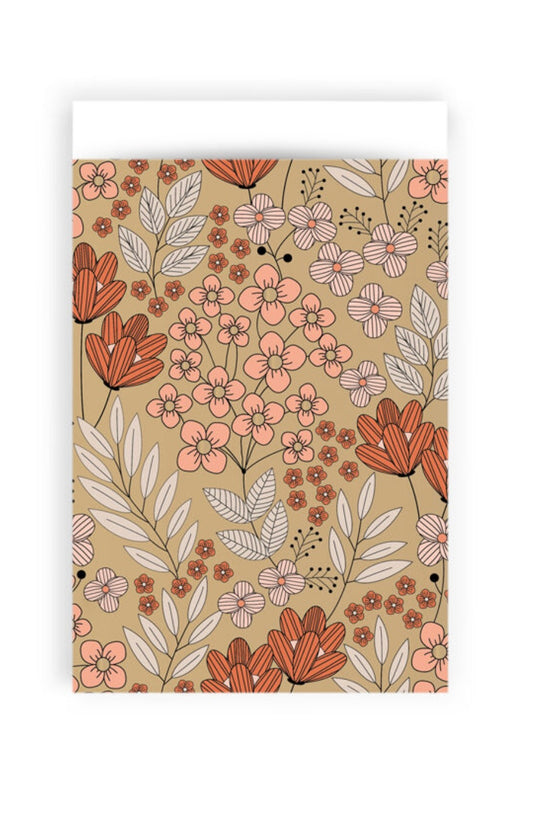 Cadeauzakjes – Flower Field Gold Coral (7 x 13 cm) – 5 stuks