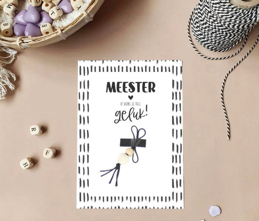 Ansichtkaart | Meester ik wens je veel geluk!