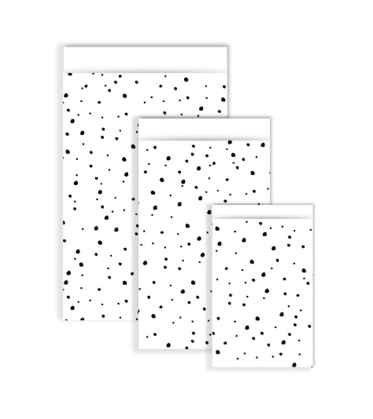 Cadeauzakjes 7x13cm Sweet Confetti Wit/Zwart - 5 stuks