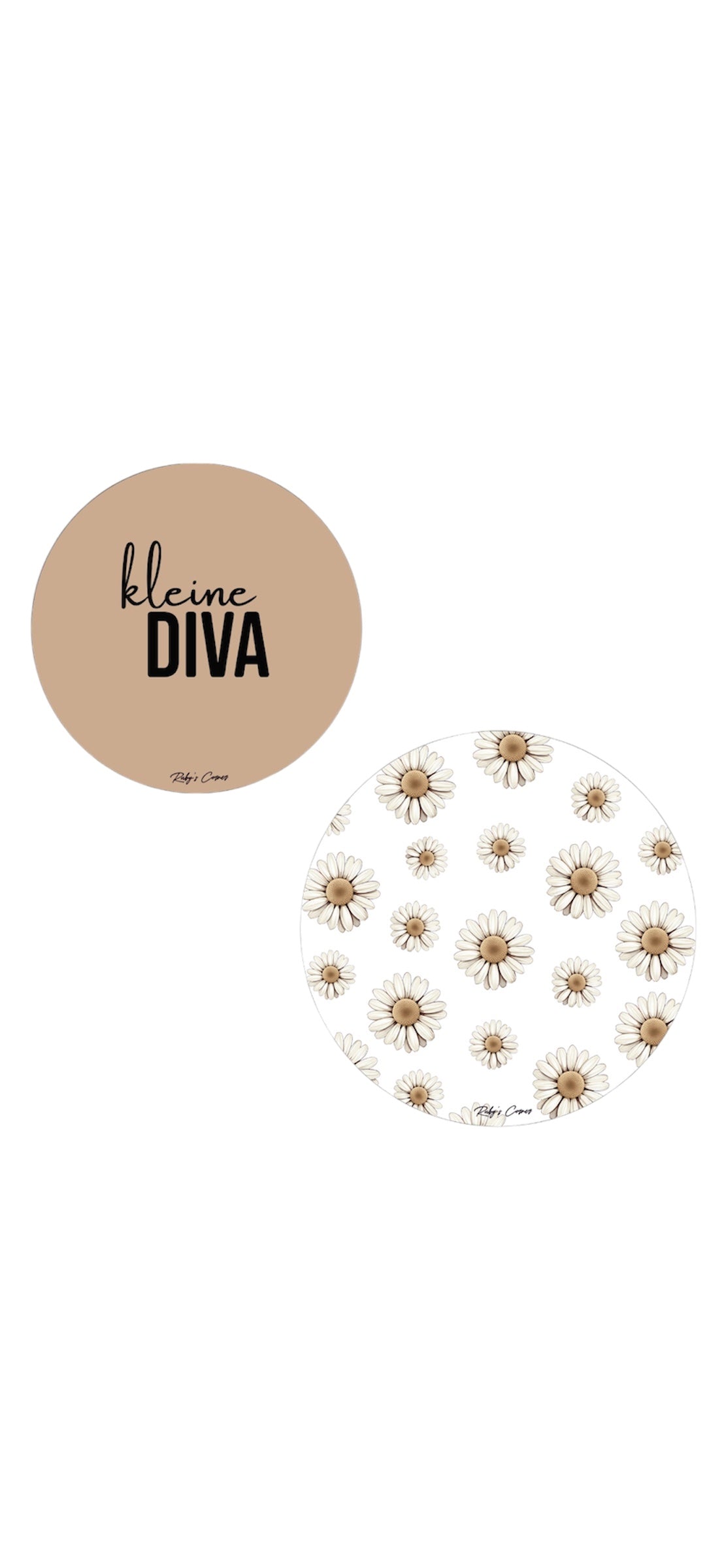 Dibond Muurcirkels - Kleine Diva - Bloem - Set van 2 stuks - Bruin