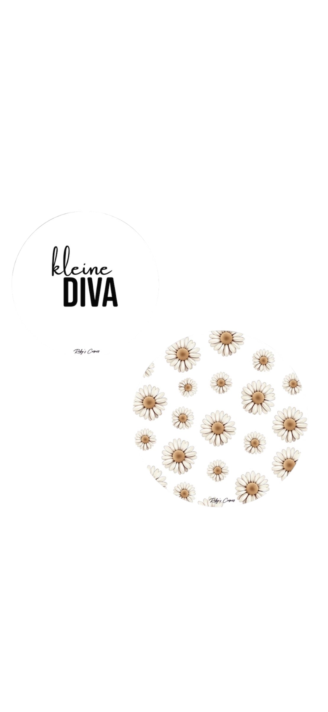 Dibond Muurcirkels - Kleine Diva - Bloem - Set van 2 stuks - Wit