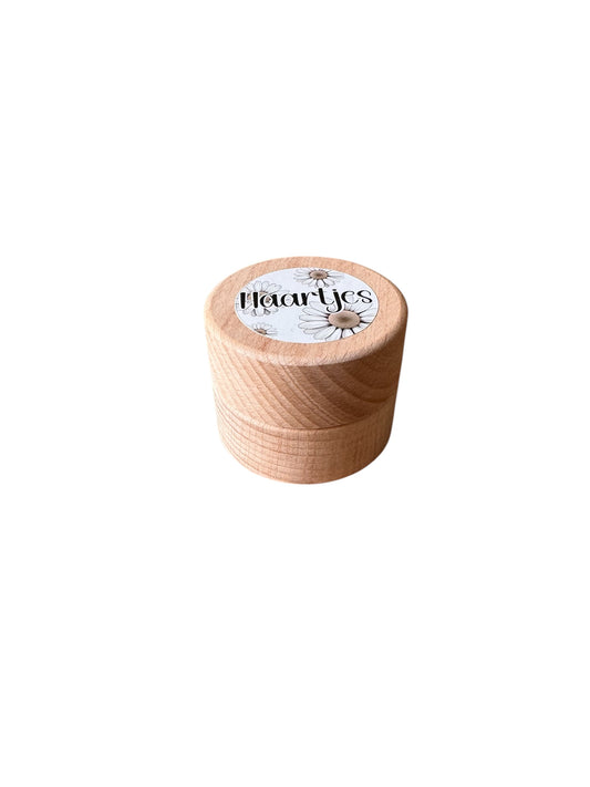 Houten bewaardoosje – Haartjes (Bloem)