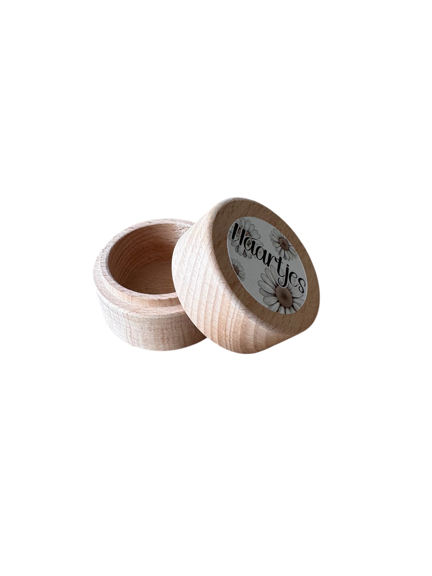 Houten bewaardoosje – Haartjes (Bloem)