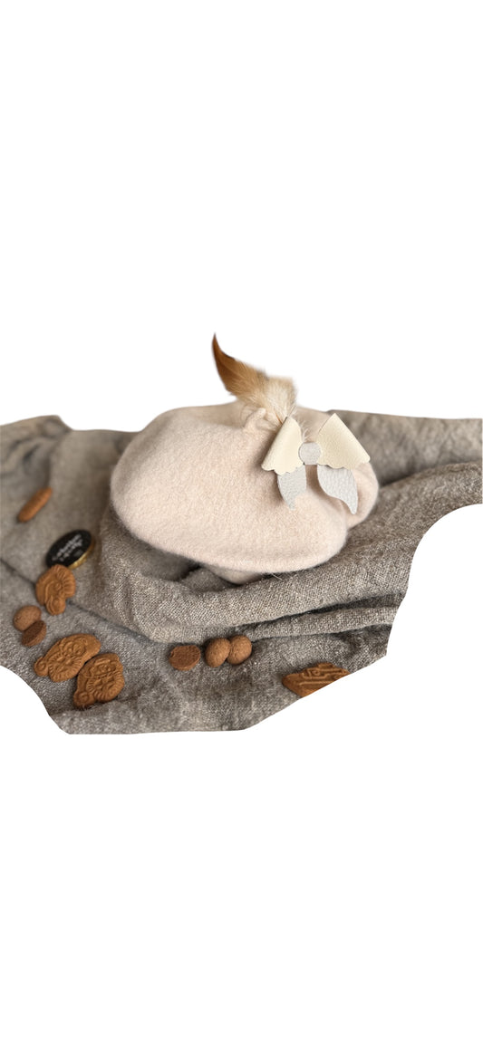 Pieten baret - Luxe strik- crème