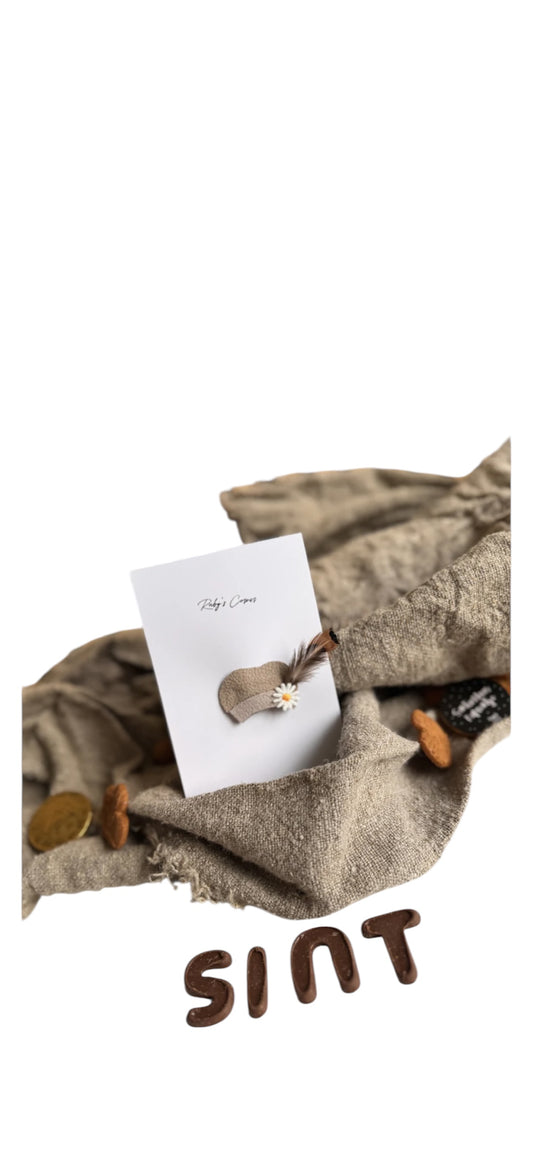 Pietenmuts speldje madelief - Beige - Klik Klak Speldje