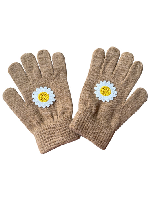 Kinderhandschoenen Bloemetje - Bruin