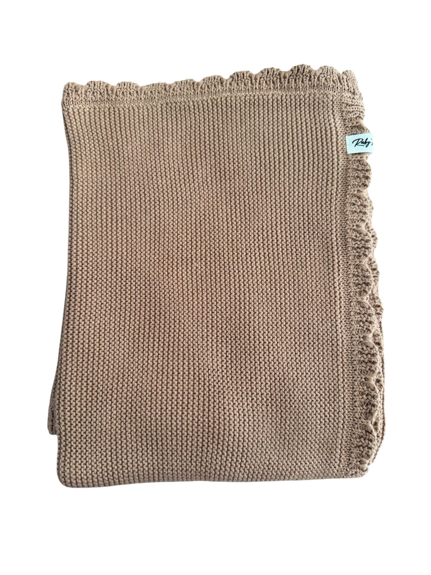 Gebreide babydeken met ruffle rand – Bruin - B2B - Incl Btw