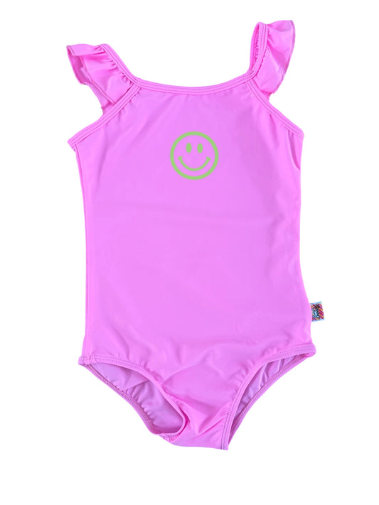 Smiley Geel Badpak - Roze