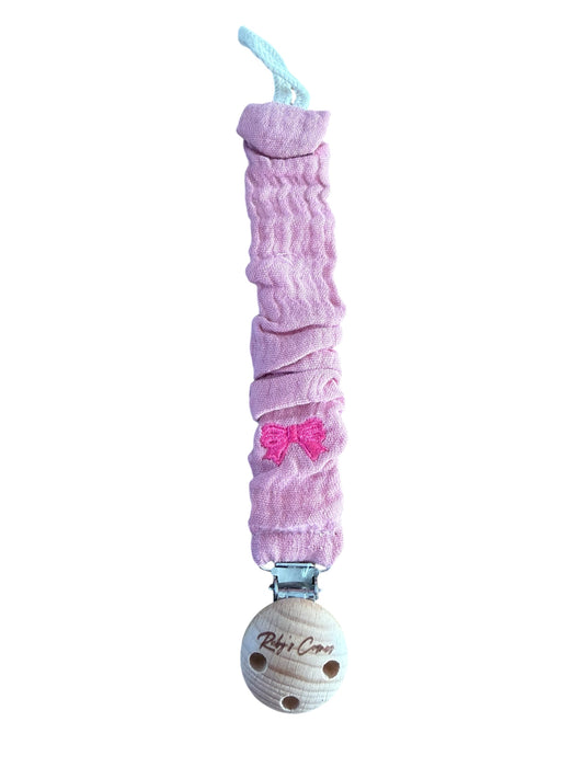 Speenkoord Mousseline - Strik - Roze
