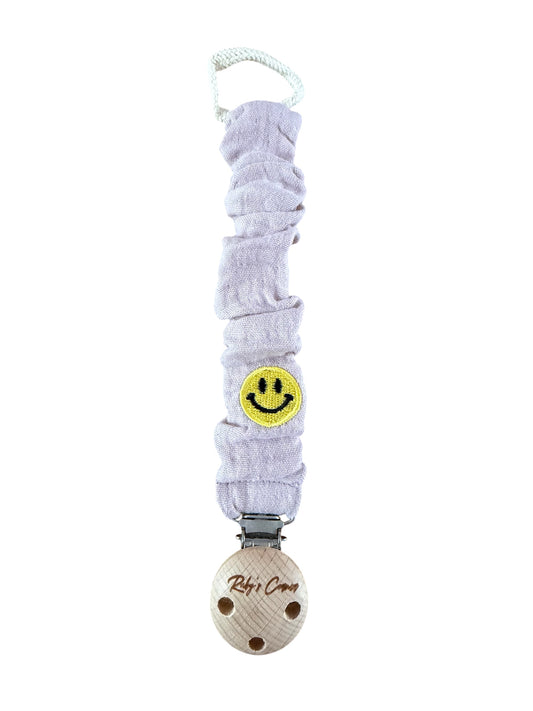 Speenkoord Mousseline - Smiley - Lilla