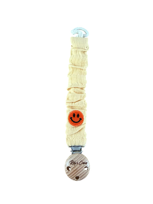 Speenkoord Mousseline - Smiley - Licht Geel