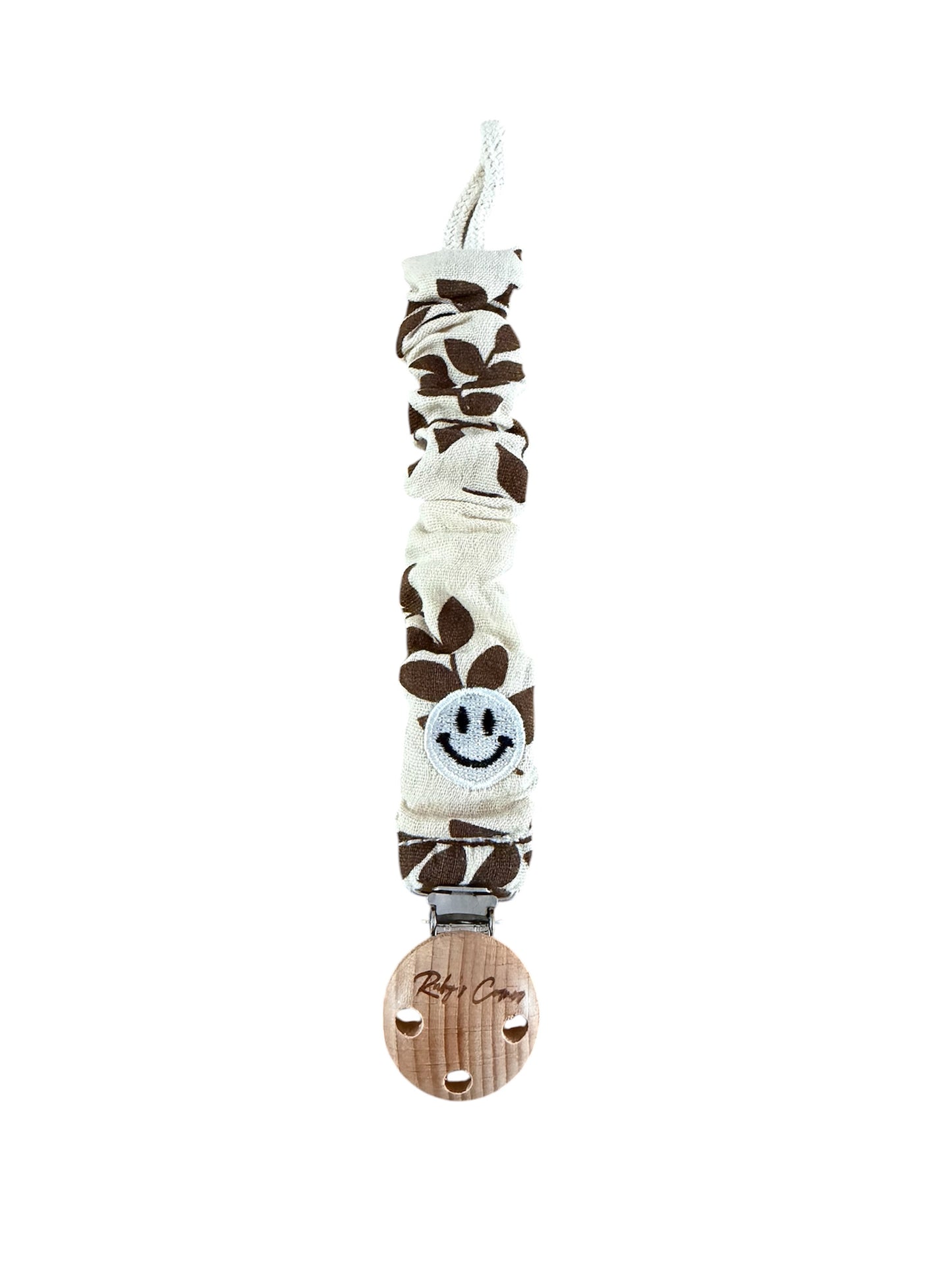 Speenkoord Mousseline - Smiley - Blaadjes