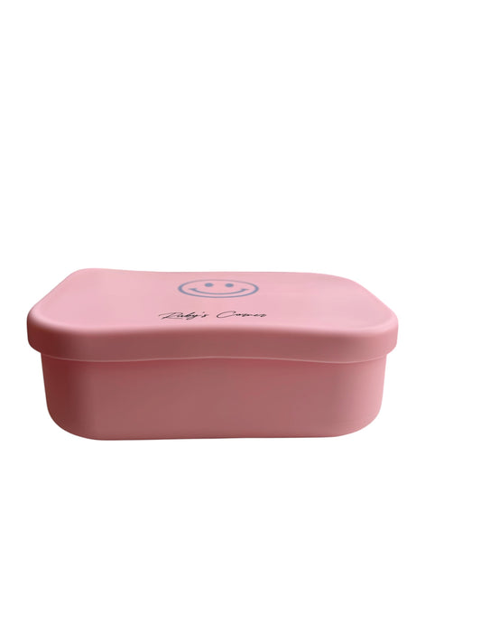 Siliconen broodtrommel – Smiley - Roze