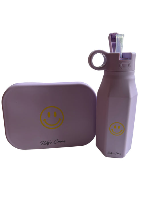 Siliconen drinkfles – Smiley - Lilla