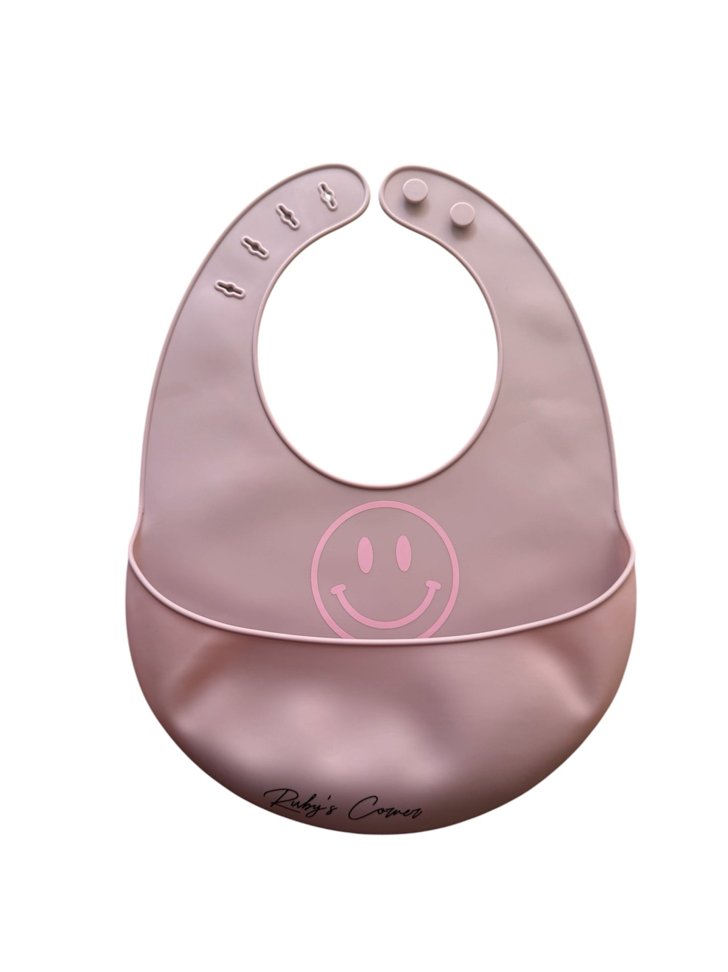 Siliconen slabber met opvangbakje – Roze – Smiley Roze