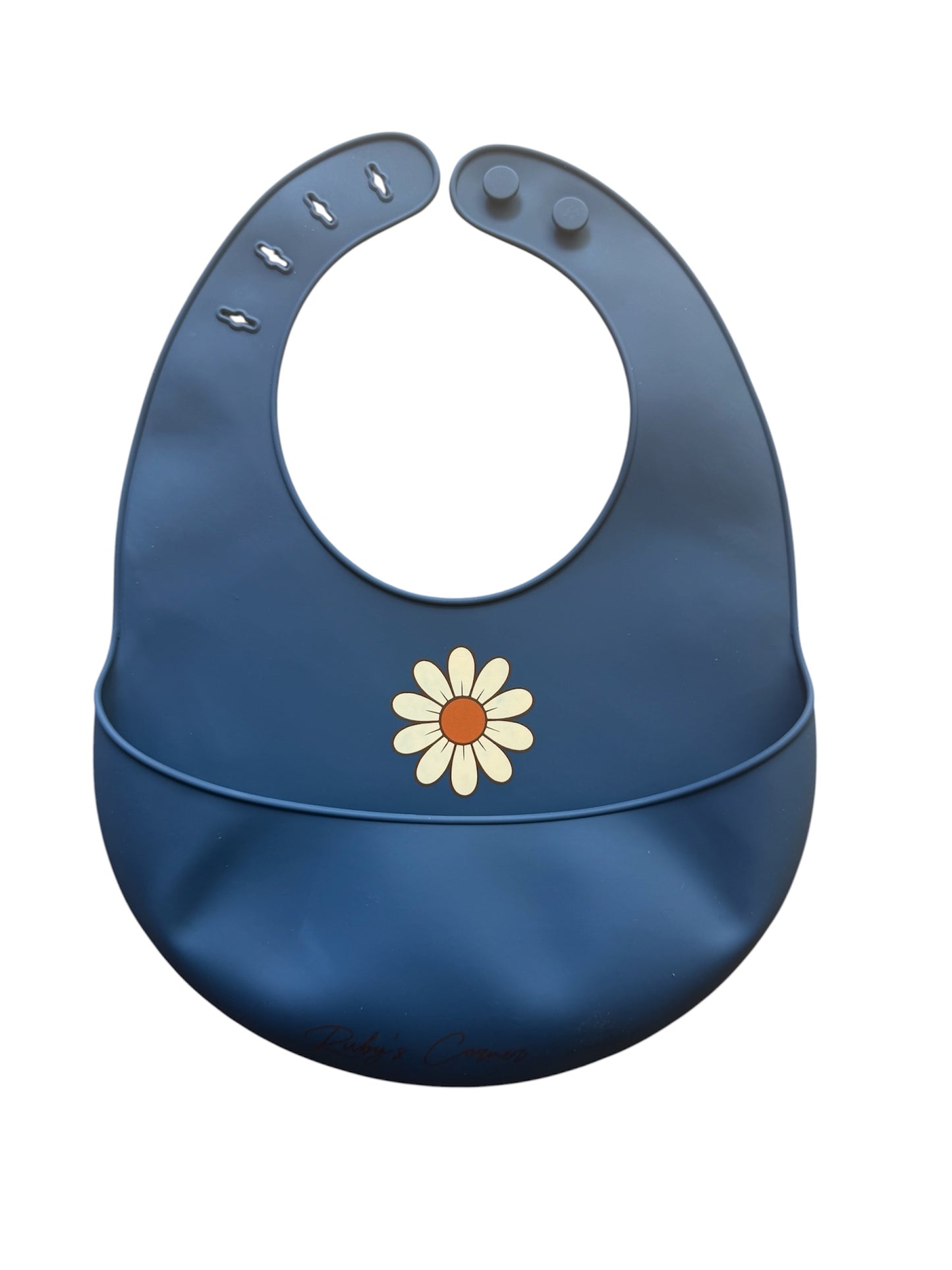 Siliconen slabber met opvangbakje – Blauw – Bloem