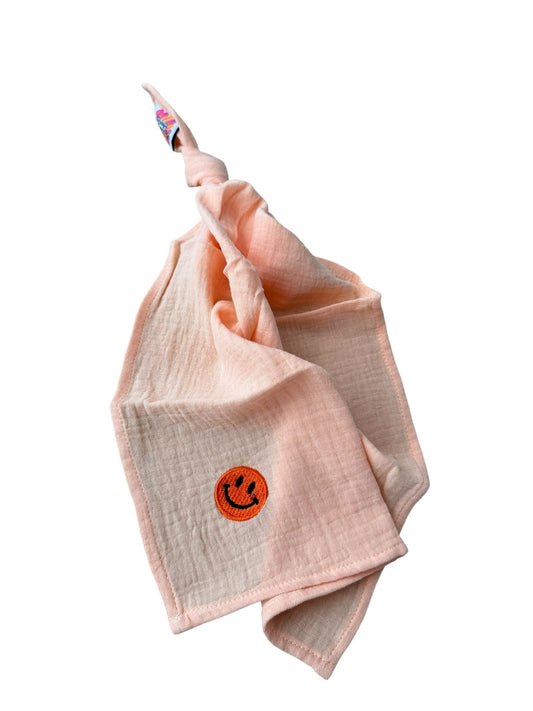 Multifunctionele mousseline doek - Licht Zalm - Smiley