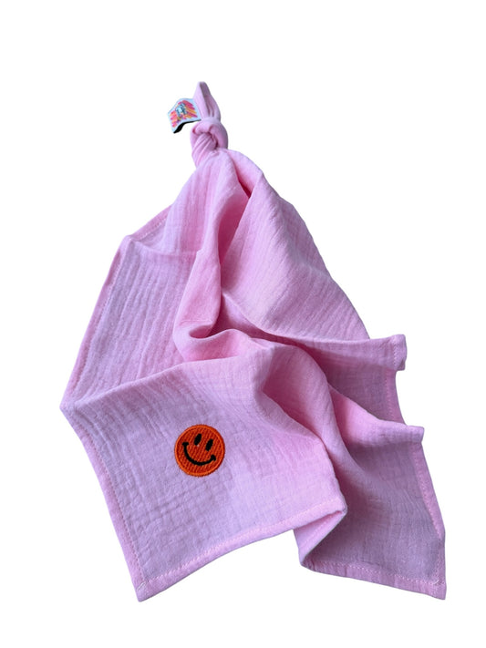 Multifunctionele mousseline doek - Licht Roze - Smiley