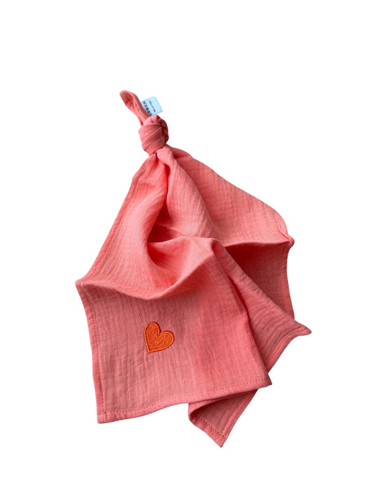 Multifunctionele mousseline doek - Donker Zalm - Hartje