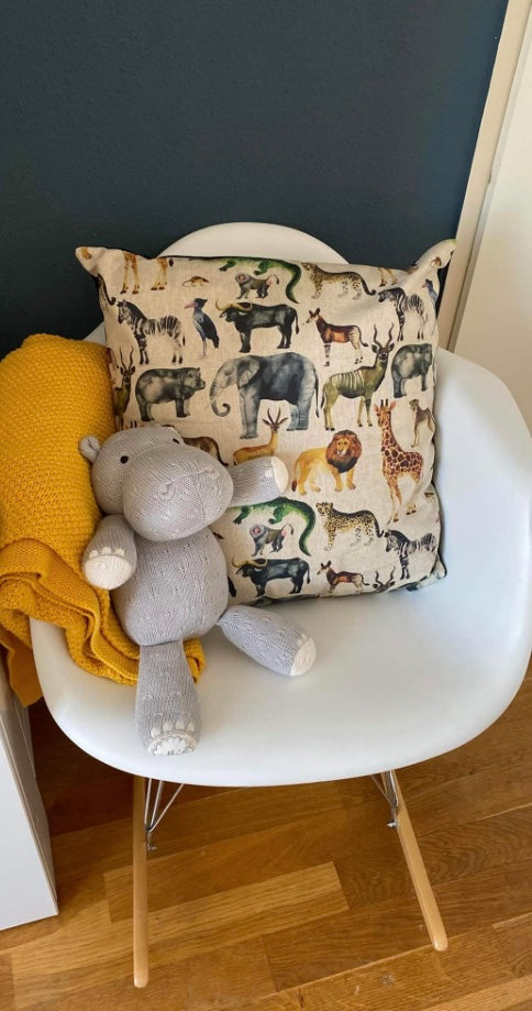 Kussenhoes met dieren, linnenlook 50x50