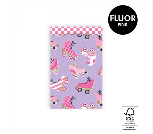 Cadeauzakjes - Roller Skates Lilac - Check Flamingo Pink - 12 x 19 cm 5 stuks