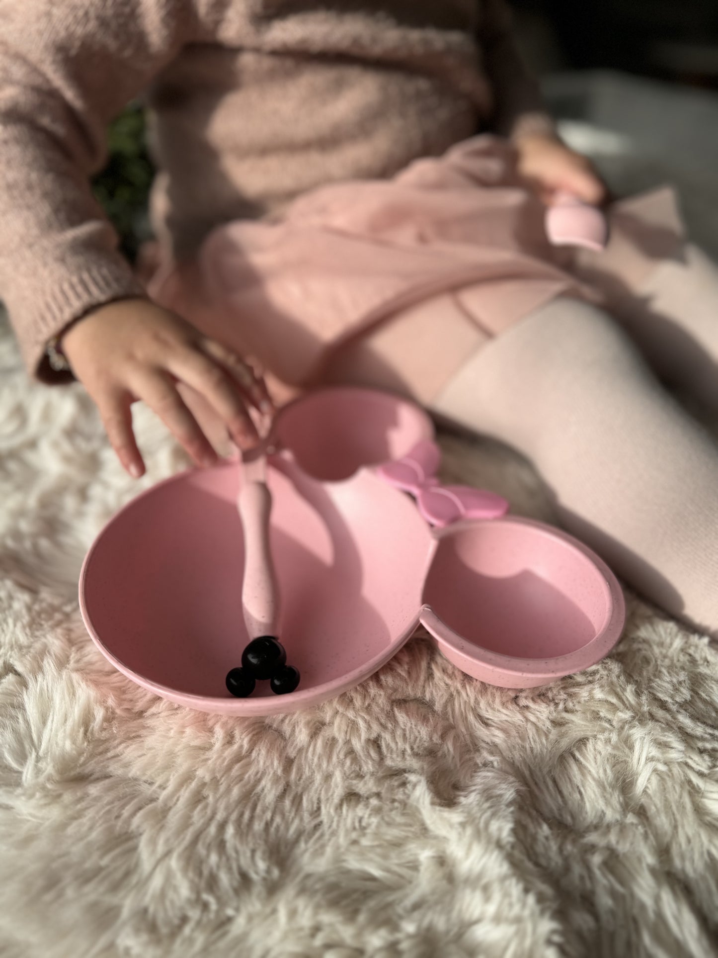 Peuter Baby Dinerbord-Servies voor Kinderen-Eetset voor kinderen-Kinderserviesset-3 delig-Duurzaam-Eco Friendly-Tarwe-Minnie-Roze