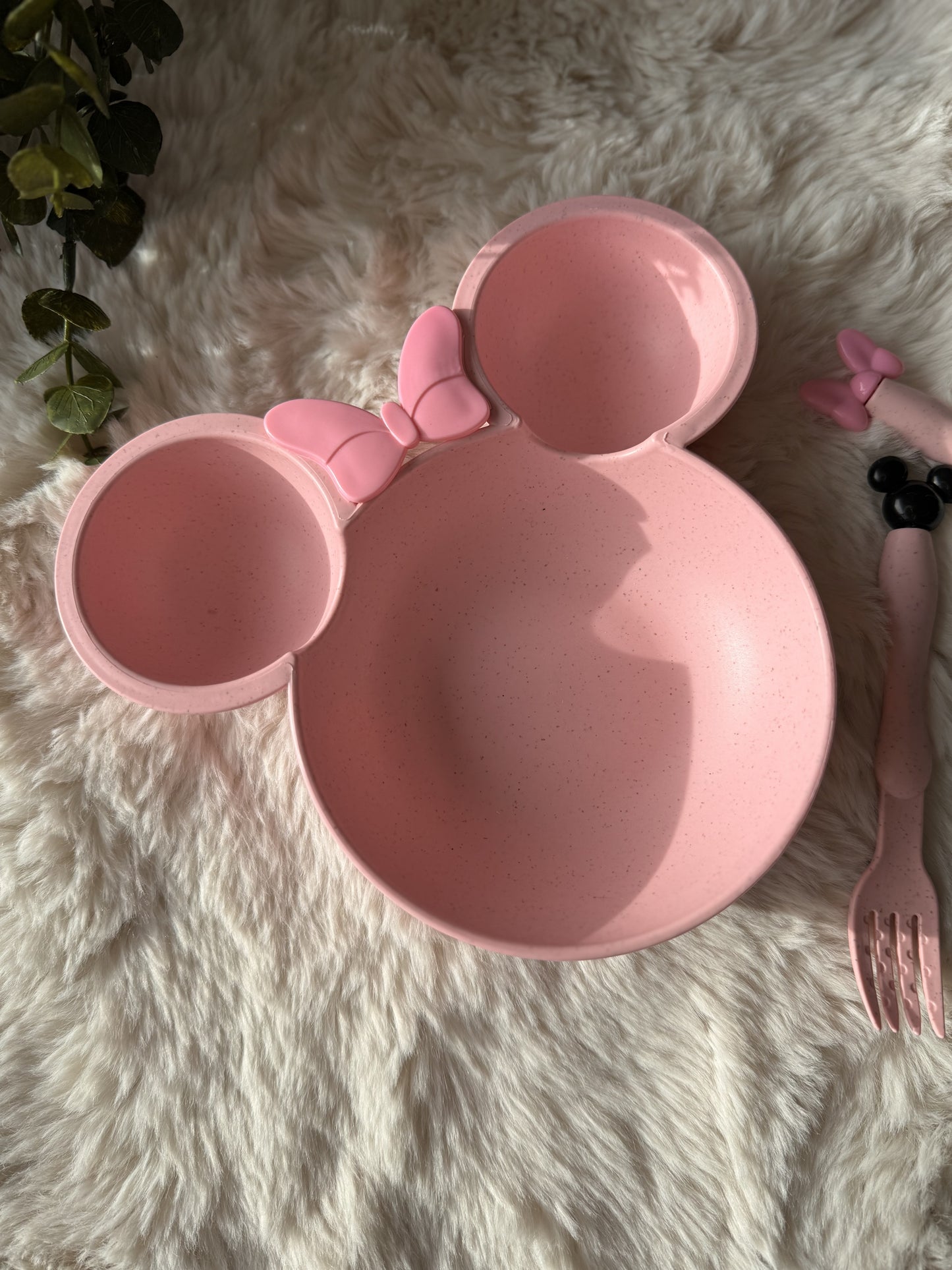 Peuter Baby Dinerbord-Servies voor Kinderen-Eetset voor kinderen-Kinderserviesset-3 delig-Duurzaam-Eco Friendly-Tarwe-Minnie-Roze