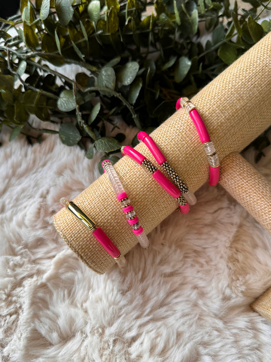 Armbanden Set 5 Stuks - Neon Roze