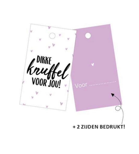 Cadeaulabel Dikke knuffel paars 40x70mm -