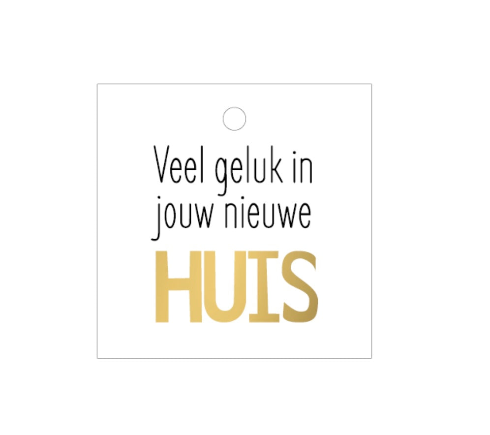 Cadeaulabel - Veel geluk in jouw nieuwe huis - 60x60mm