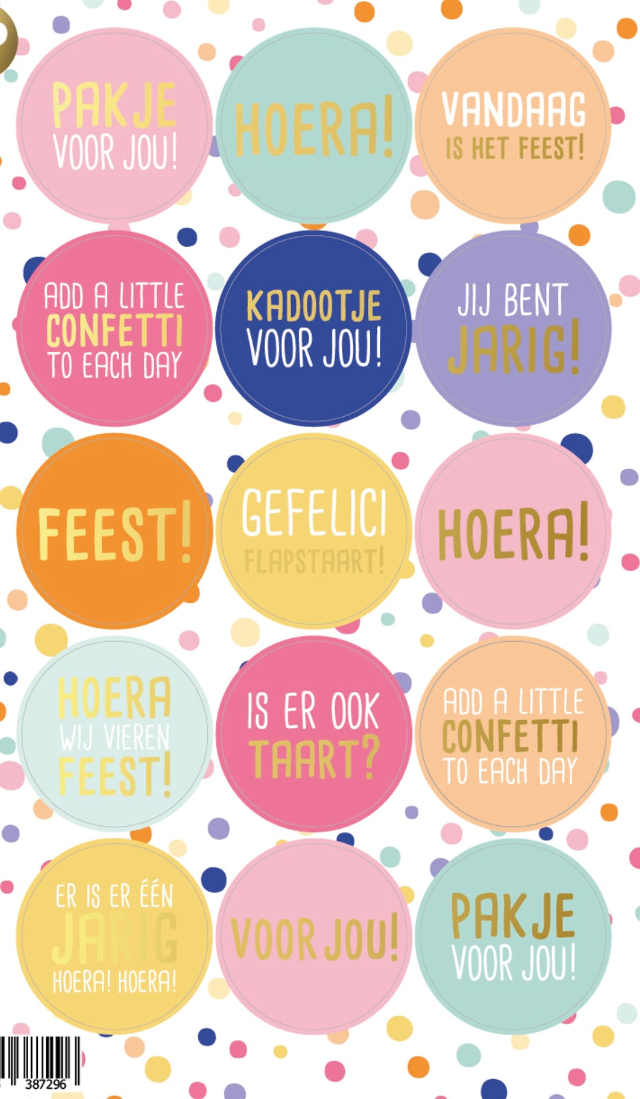 Stickervel Confetti Feest Stickers 12 Stuks