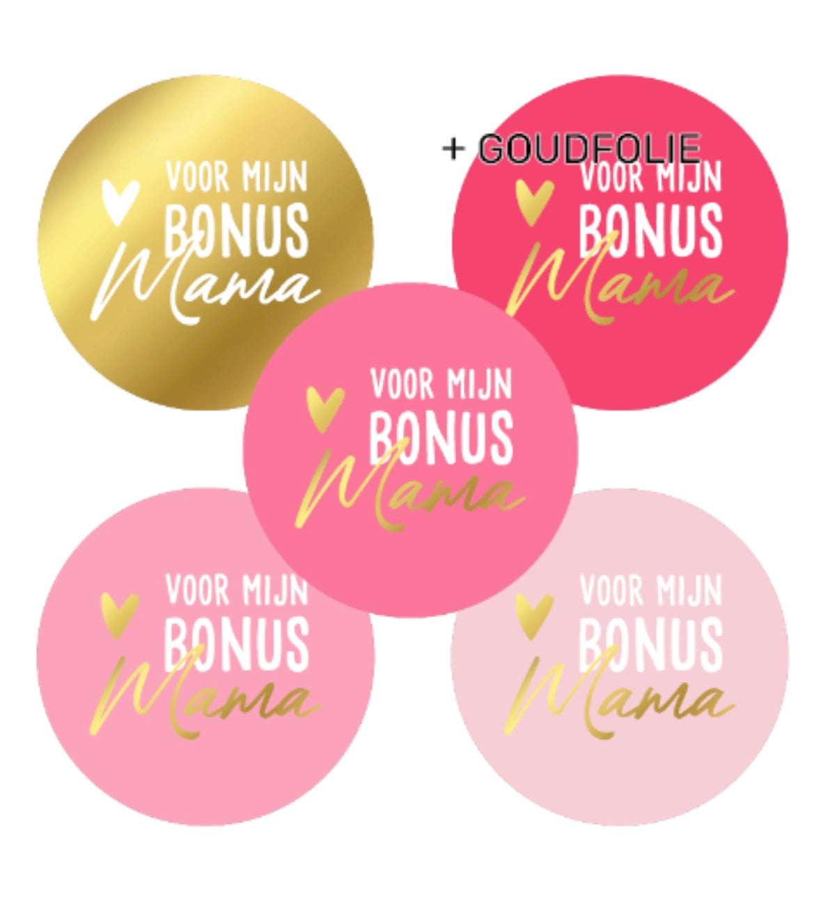 Stickers D40mm - Voor mijn bonus Mama (5 varianten) 10 stuks