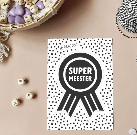 Miek in Vorm , Kaart A6 `SUPER meester` medaille