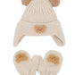 Setje Muts + Handschoenen Teddybear Beige