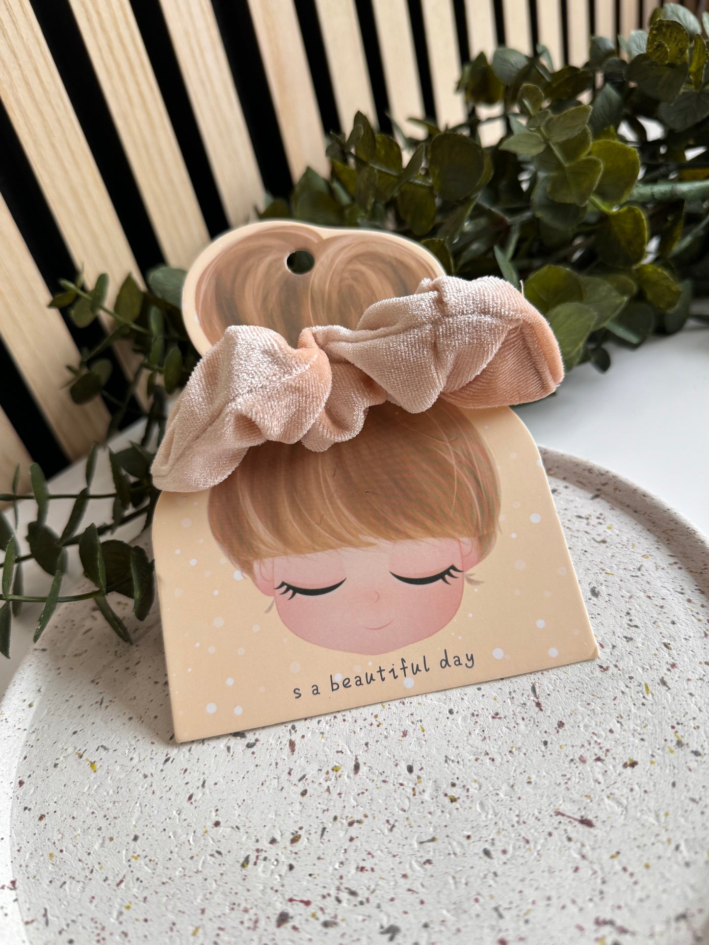 Velvet  Scrunchie - Beige