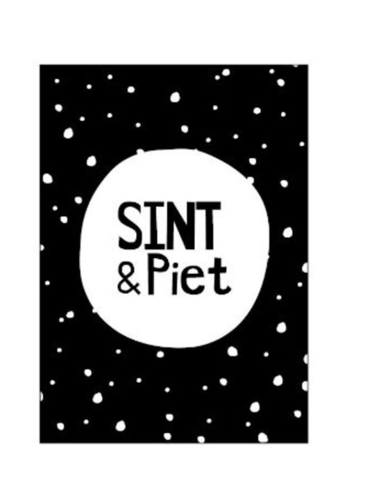 Kaart Sint & Piet – zwart