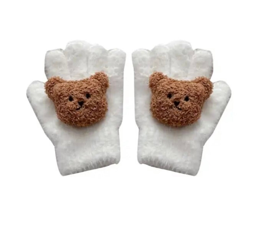 Handschoenen met Teddybeertje - Wit