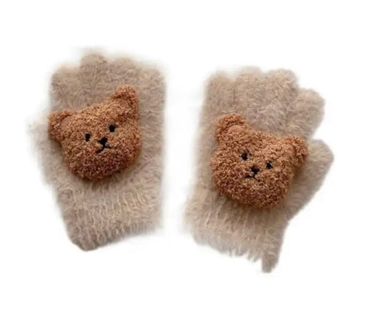 Handschoenen met Teddybeertje - Bruin