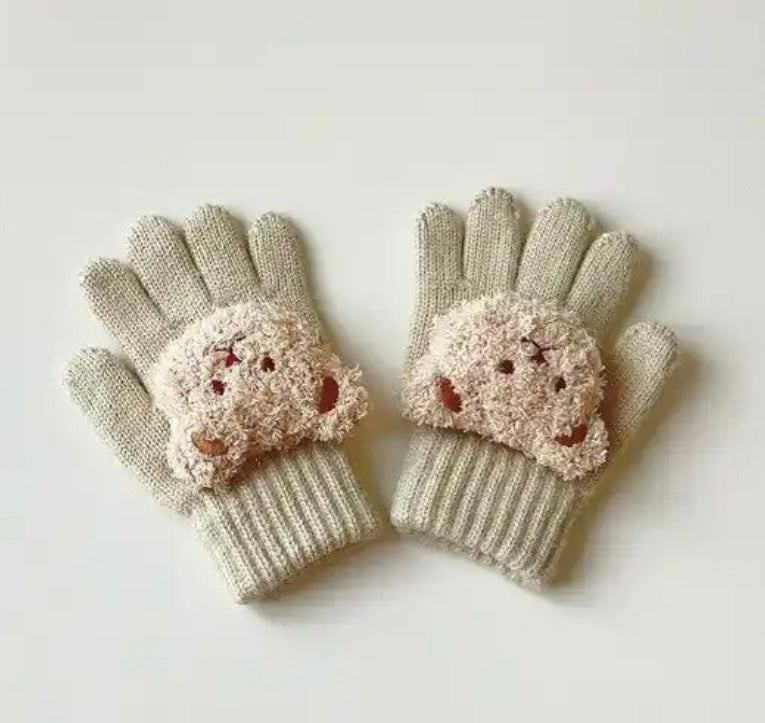 Handschoenen met Teddybeertje - Beige - Katoen