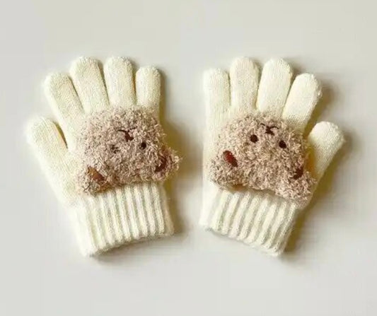 Handschoenen met Teddybeertje - Wit - Katoen