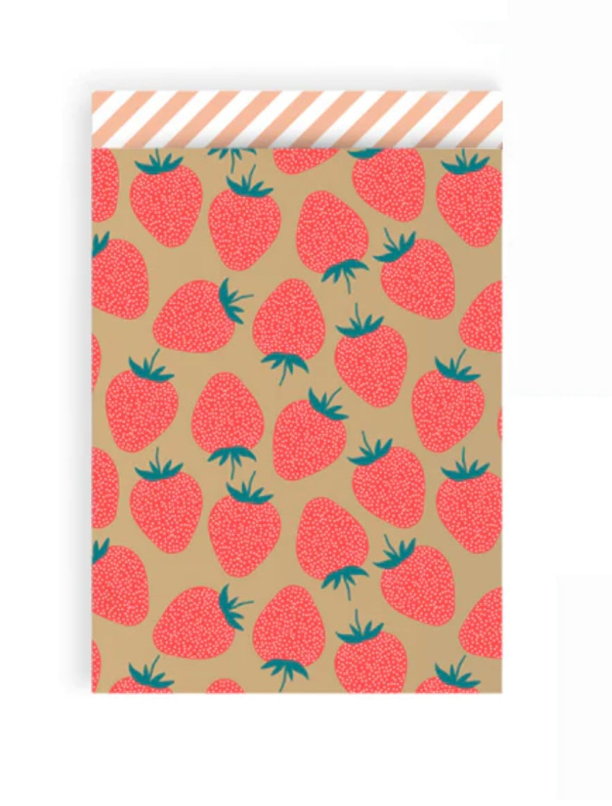 Strawberry Gold Fluor Orange – Stripe Peach (17 x 25 cm) 5 stuks