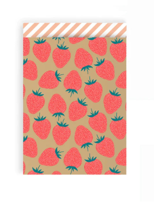 Strawberry Gold Fluor Orange – Stripe Peach (17 x 25 cm) 5 stuks