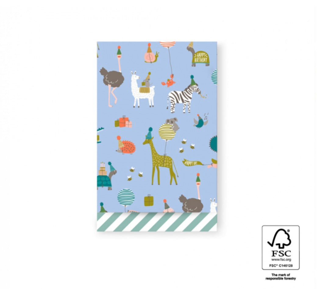 Flat bags - Party Animals Sky Blue - Stripes Misty Green - 17 x 25cm