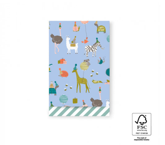 Flat bags - Party Animals Sky Blue - Stripes Misty Green - 17 x 25cm