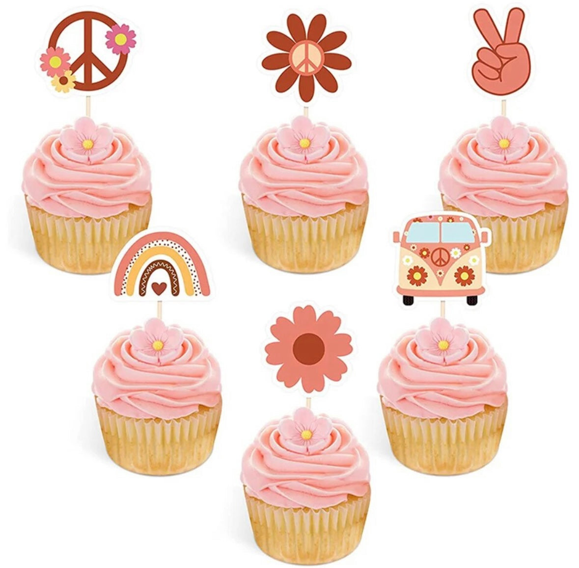 HIPPIE CUPCAKE PRICKERS 12 STUKS