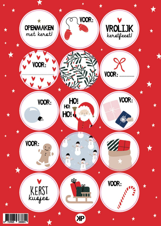 Stickervel Kerst rood | 15 stickers