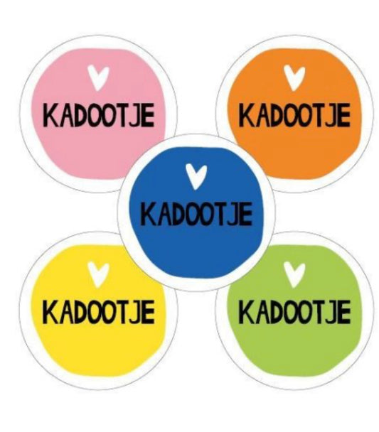 Kado Stickers | Kadootje – Kleuren mix - 5 stuks