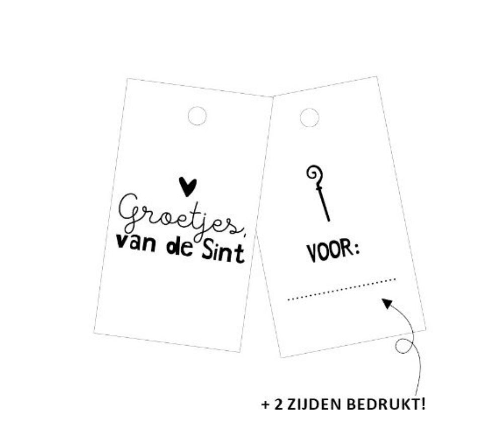 Cadeaulabel: Groetjes van de Sint (2-zijdig)